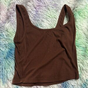 Brown Ribbed Women's Tank Top